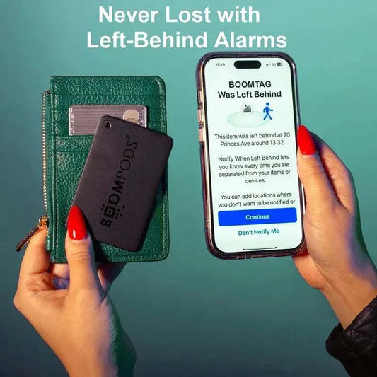 Boomcard GPS Tracker aus recyceltem Ozeanplastik für Apple „Wo ist?“ App, schlank und kreditkartengroß
