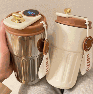 ThermoCup Pro Edelstahl Isolierbecher mit digitaler Temperaturanzeige für unterwegs