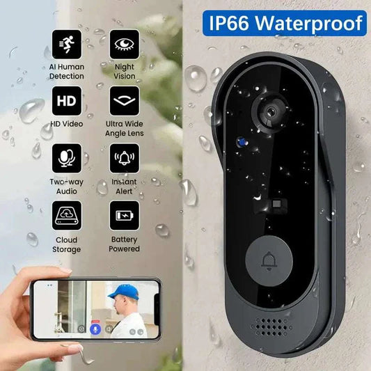 SmartHome Video-Türklingel mit 130° Weitwinkel, Nachtsicht, Zwei-Wege-Videoanruf und Cloud-Speicherung