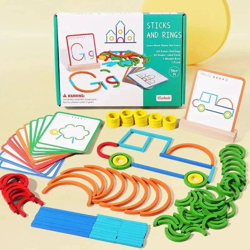 Holz Steckrätsel Set Montessori-Spielzeug für Konzentration und Motorik