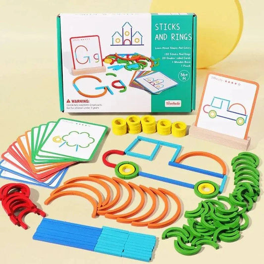 Holz Steckrätsel Set Montessori-Spielzeug für Konzentration und Motorik