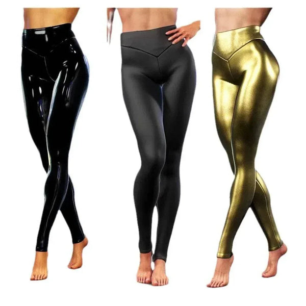 Highwaist Metallisch Slim Fit Pencilhose Elastisch