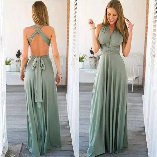 Wandelbares Maxi-Wickelkleid Boho Chic vielseitig und rückenfrei elegant und bequem
