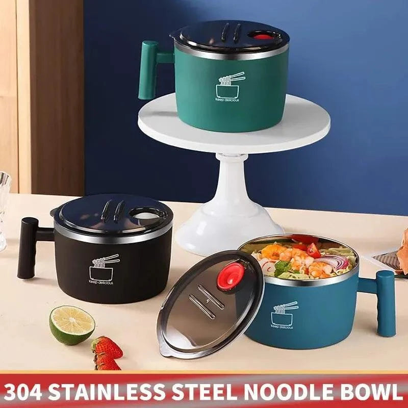 Praktische Edelstahl Schüssel mit Deckel für Büro & Camping